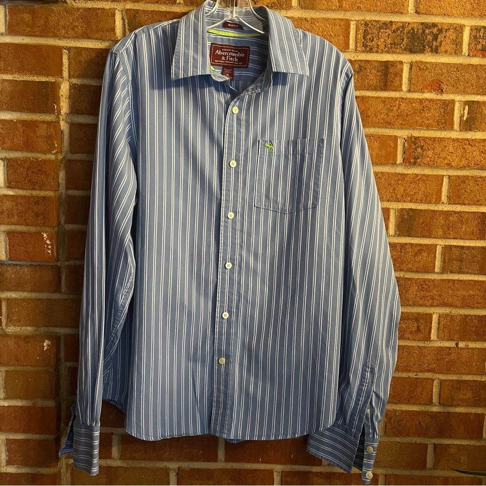 Abercrombie Fitch Men XL Muscle Striped Long Sleeve Button Down Casual Shirt EUC